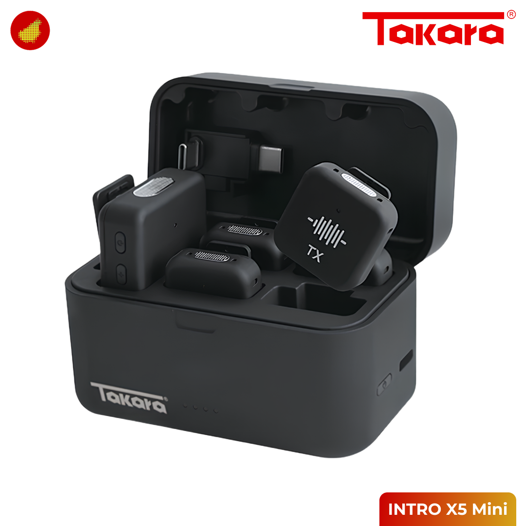 Takara INTRO X5 Mini Digital Wireless Microphone with Charging Case - 4 TX / 2 TX