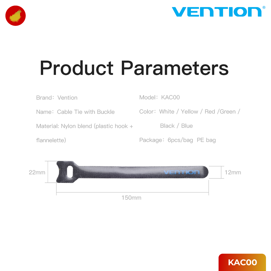 Vention Cable Ties Clip Velcro with Mix 6 Color