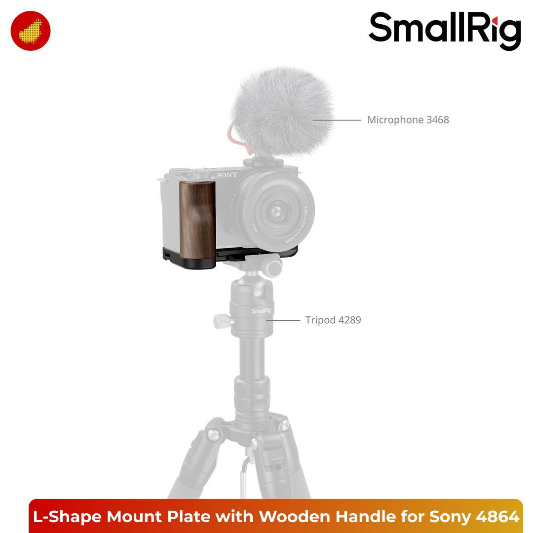 SmallRig L-Shape Mount Plate with Wooden Handle for Sony ZV-E10 II