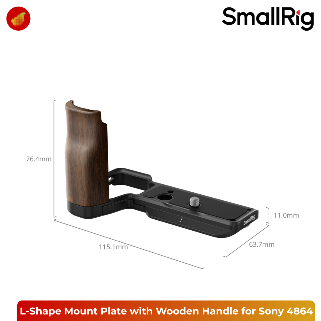 SmallRig L-Shape Mount Plate with Wooden Handle for Sony ZV-E10 II