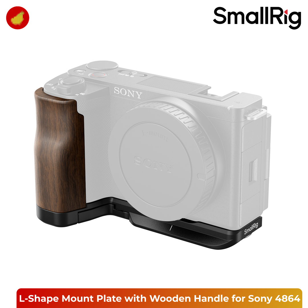 SmallRig L-Shape Mount Plate with Wooden Handle for Sony ZV-E10 II