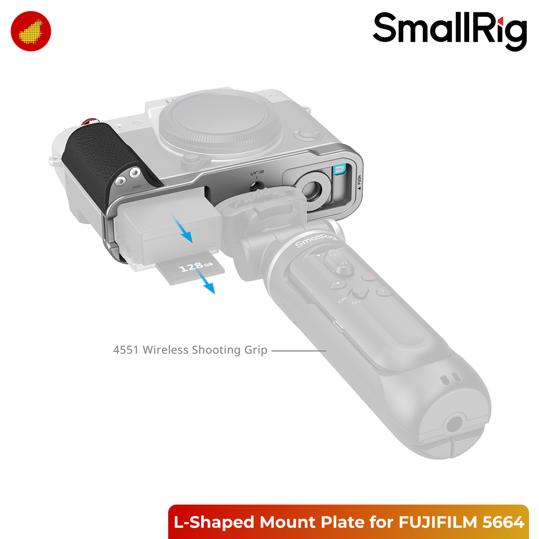 SmallRig L-Shaped Mount Plate with Silicone Handle for FUJIFILM X-T30 / X-T30 II / X-T30 III - Silver 5664