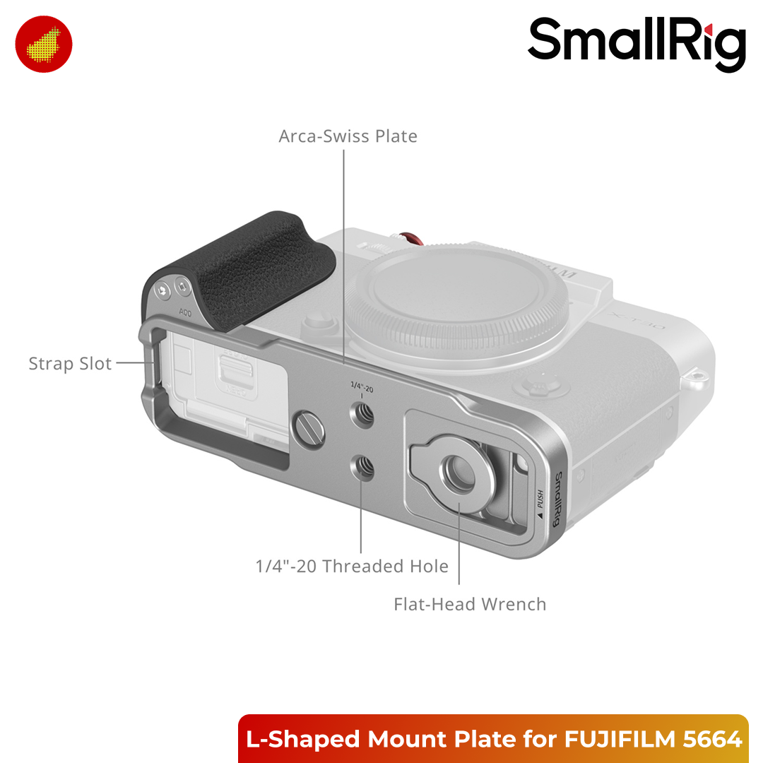 SmallRig L-Shaped Mount Plate with Silicone Handle for FUJIFILM X-T30 / X-T30 II / X-T30 III - Silver 5664
