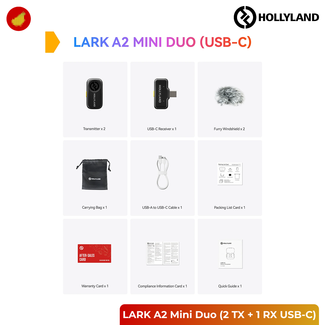 Hollyland LARK A2 Mini Duo (2 TX + 1 RX USB-C)