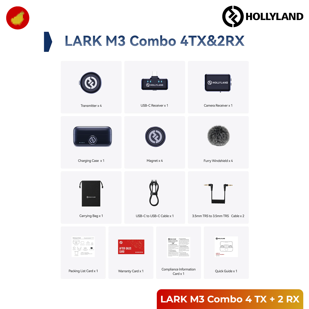 Hollyland LARK M3 Combo 4 TX + 2 RX USB-C & Camera