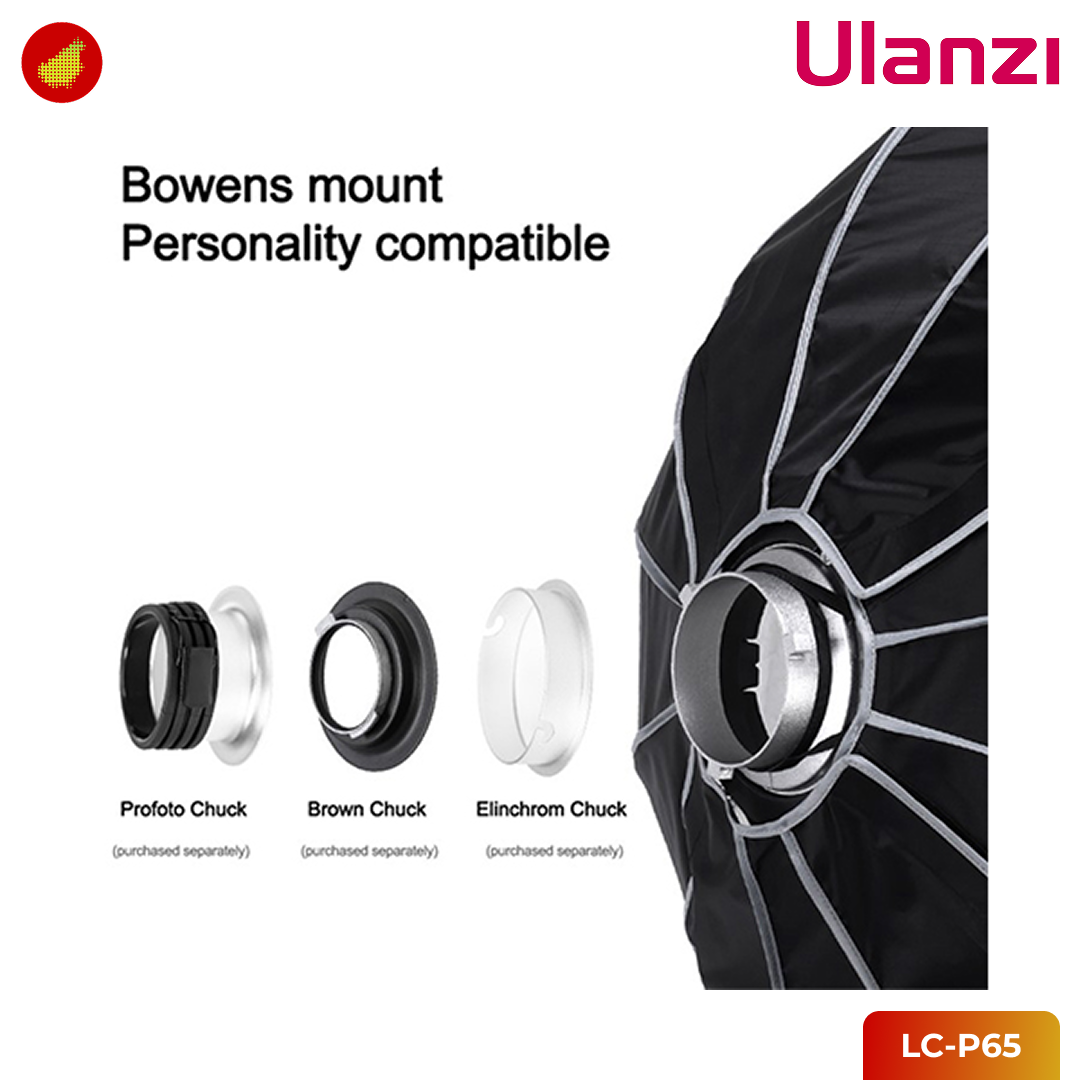 Ulanzi LC-P65 with Honeycomb Grid Portable Hexagonal SoftBox Mount Bowen