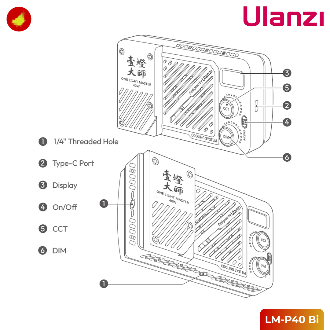 Ulanzi LM-P40 Bi-Color/RGB Portable Video Light 40W