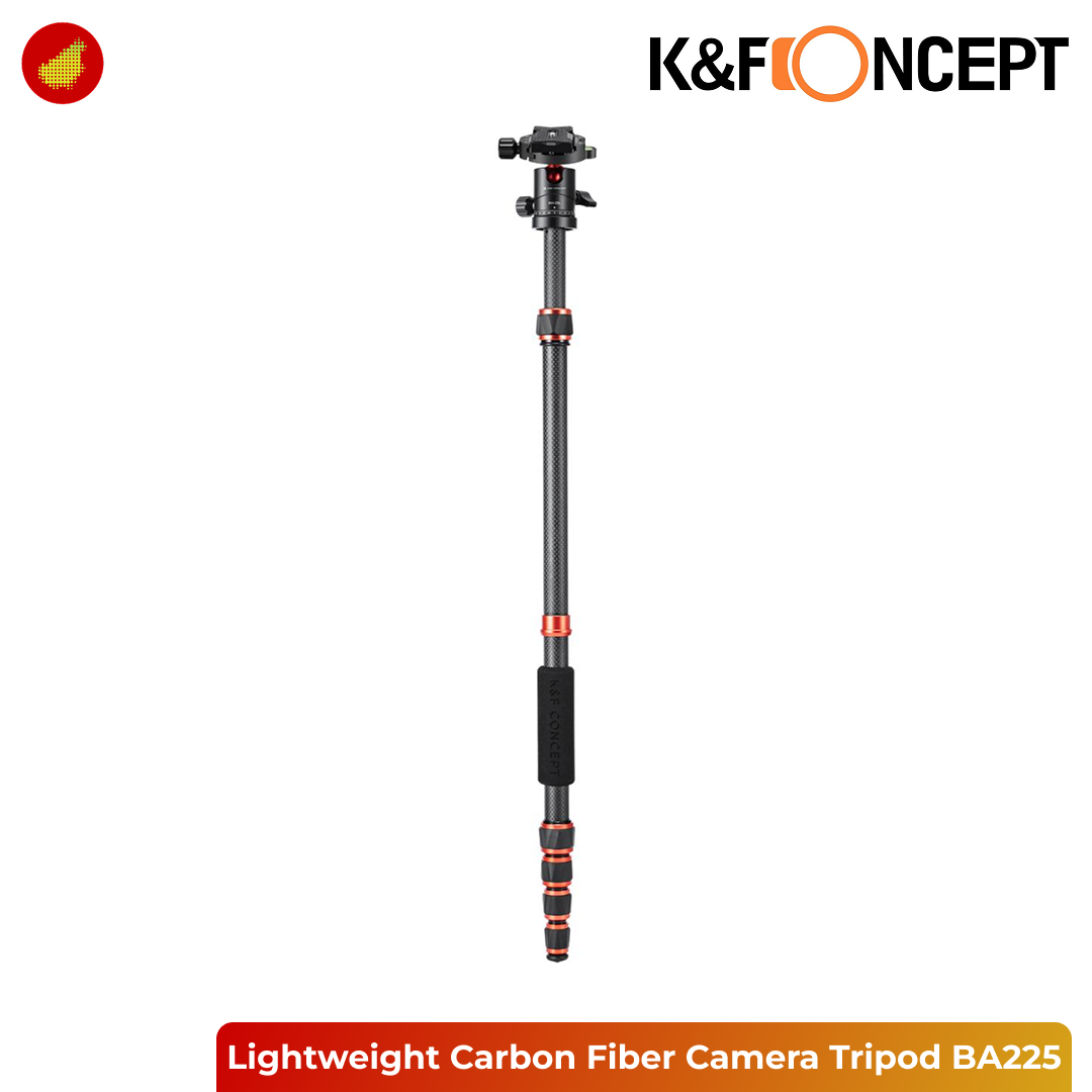 K&F Concept BA225 Lightweight Carbon Fiber Camera Tripod with BH-25L 360° Ball Head - 077V3A