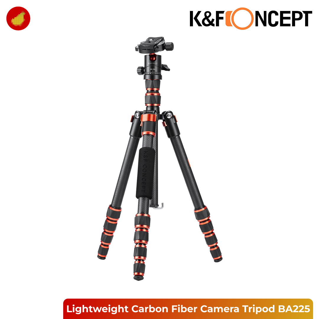 K&F Concept BA225 Lightweight Carbon Fiber Camera Tripod with BH-25L 360° Ball Head - 077V3A