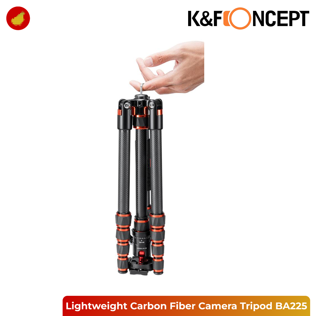 K&F Concept BA225 Lightweight Carbon Fiber Camera Tripod with BH-25L 360° Ball Head - 077V3A