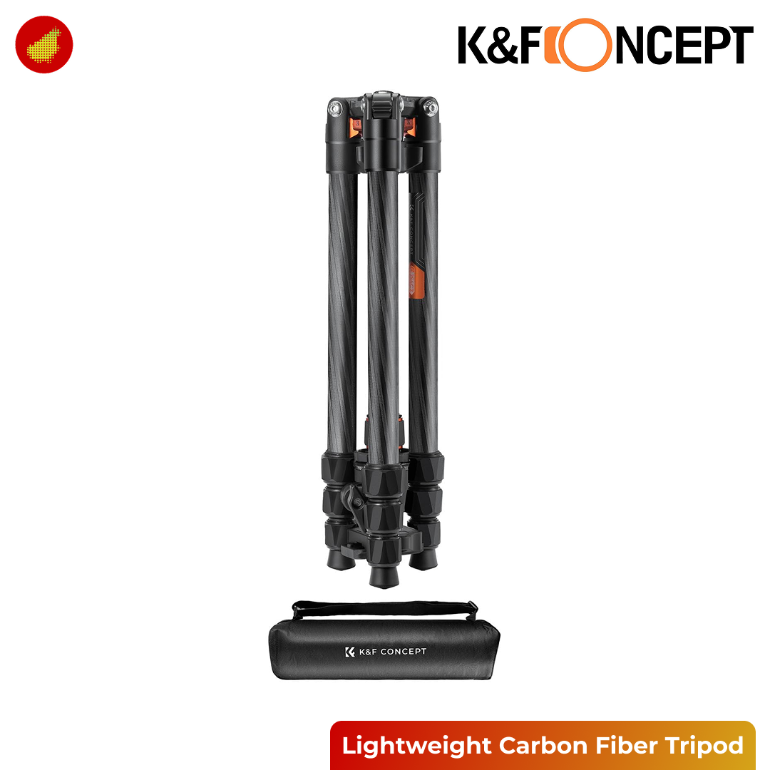 K&F Concept Lightweight Carbon Fiber Camera Travel Tripod with Metal Ball Head - K254C2