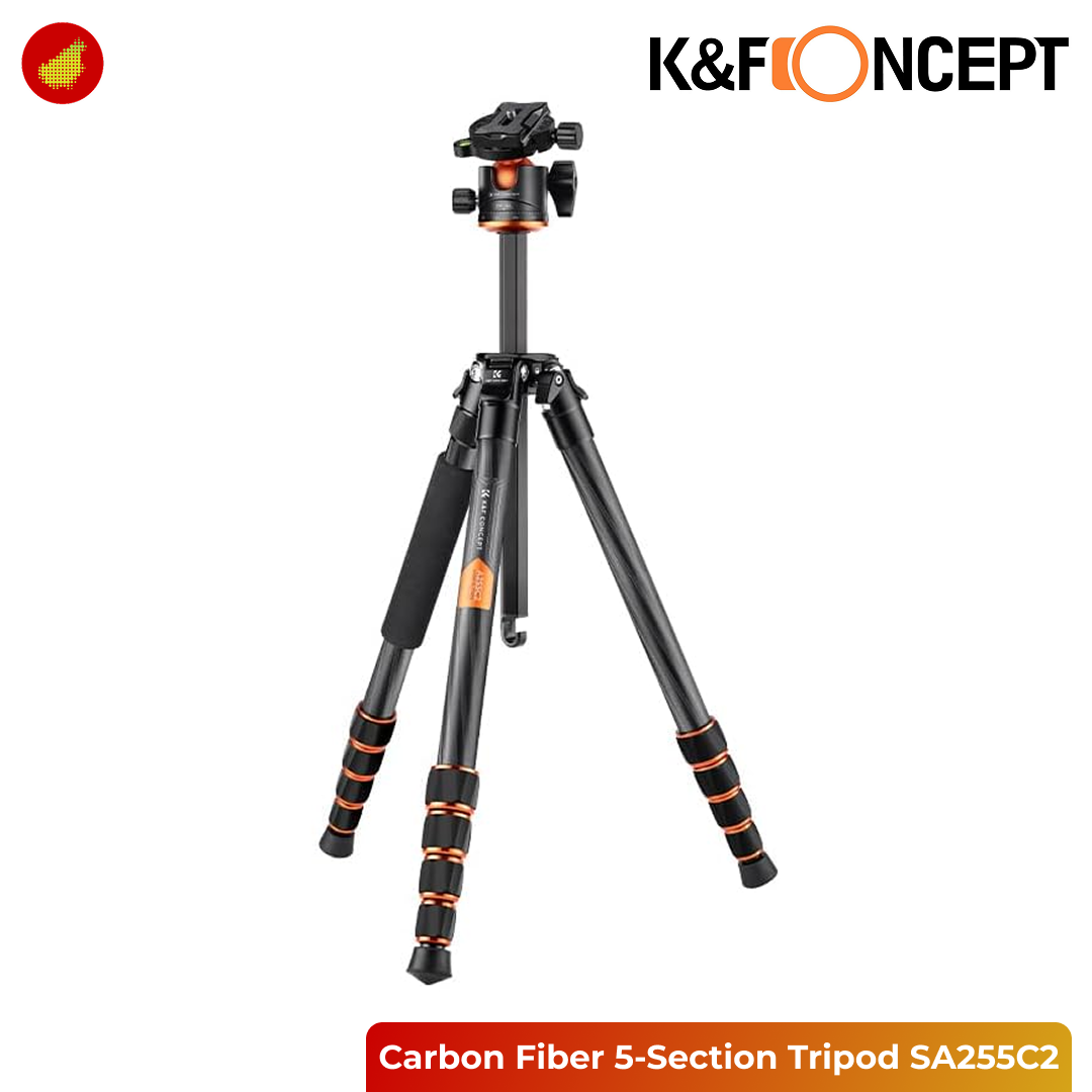 K&F Concept SA255C2 Carbon Fiber 5-Section Tripod with with BH-36L 360° Ball Head & Detachable Monopod - 103V1