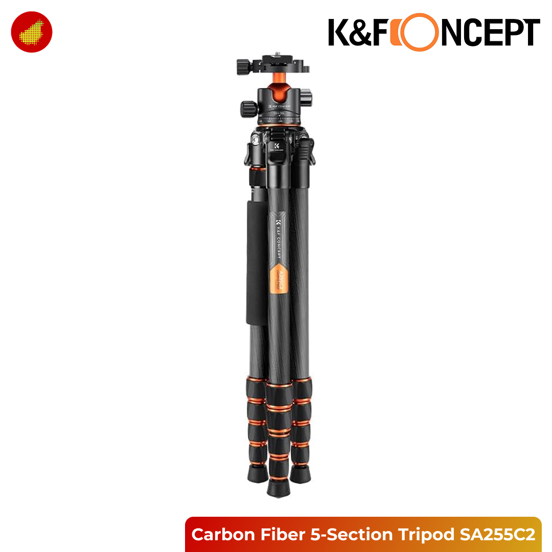 K&F Concept SA255C2 Carbon Fiber 5-Section Tripod with with BH-36L 360° Ball Head & Detachable Monopod - 103V1