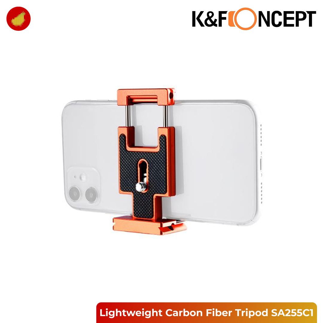 K&F Concept SA255C1 Lightweight Carbon Fiber Tripod Phone Mount with BH-28L 360° Ball Head - 093V2