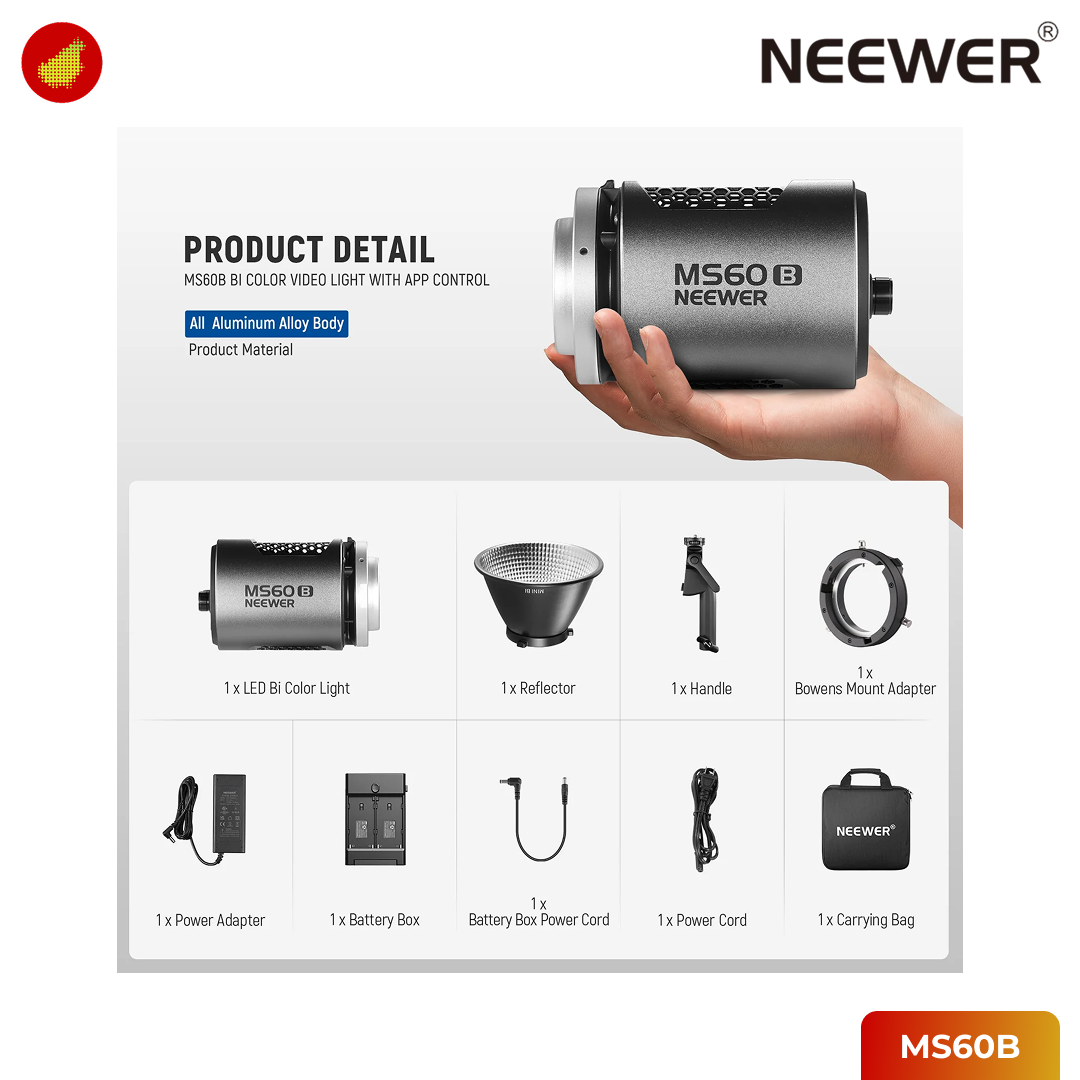 NEEWER MS60Bi-Color LED Video Light Handheld Spotlight