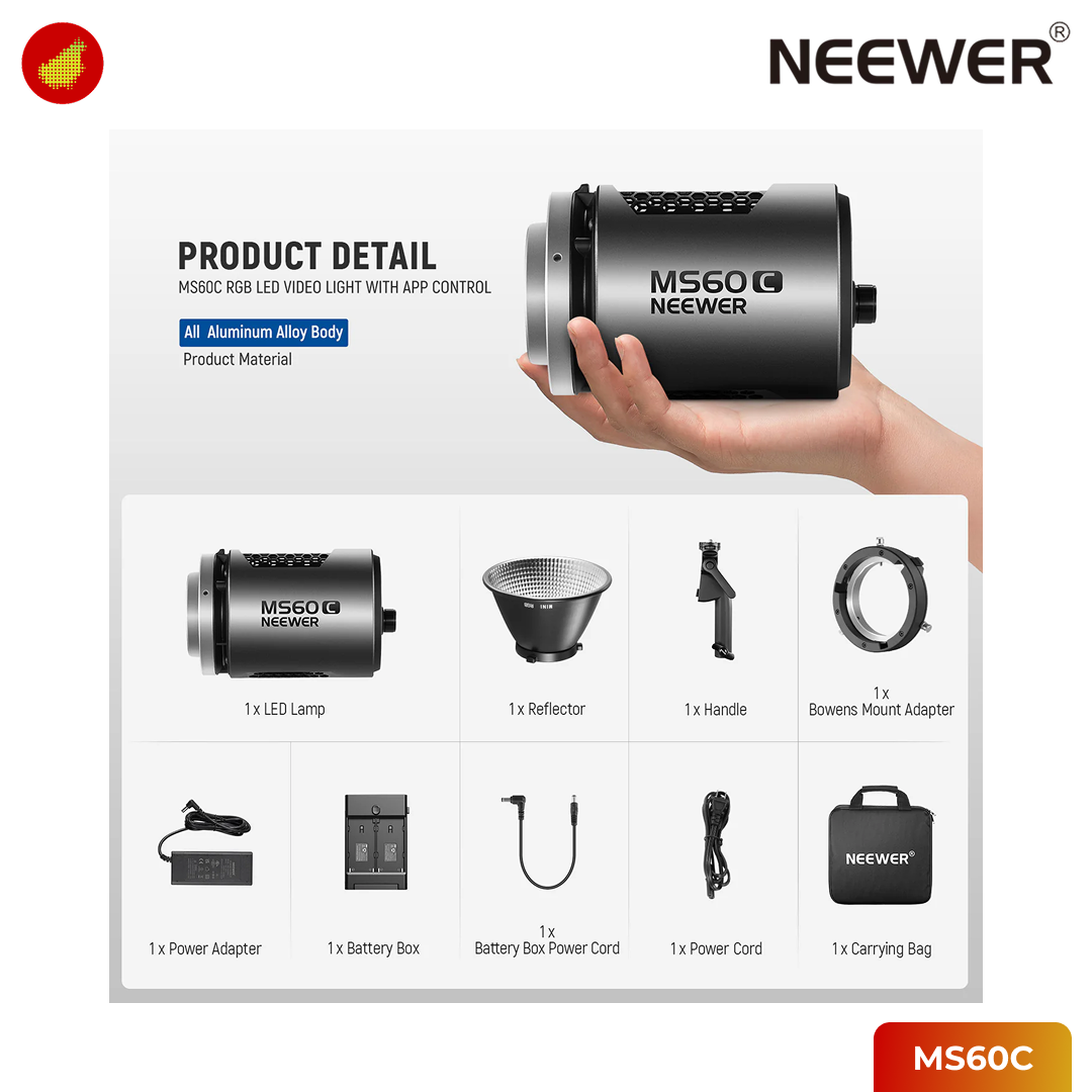 NEEWER MS60C RGB LED Video Light Handheld Spotlight