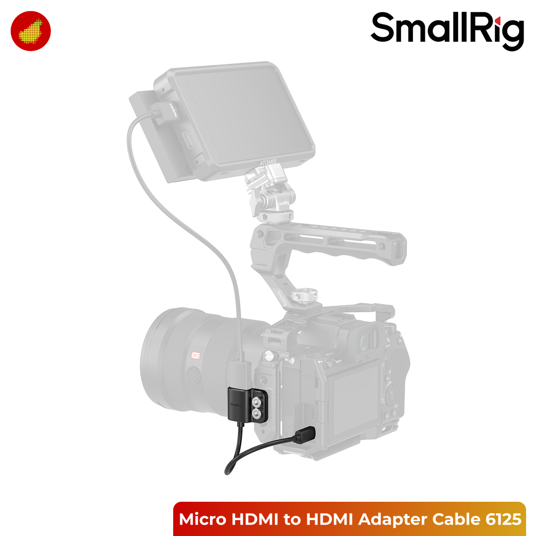 SmallRig Micro HDMI Type D Male to HDMI Type A Female Adapter Cable for Camera / Monitor - 35cm 6125