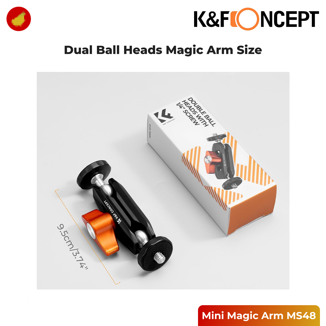 K&F Concept Dual Ball Heads Mini Magic Arm with 1/4