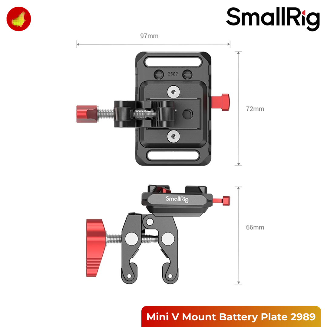 SmallRig Mini V Mount Battery Plate with Crab-Shaped Clamp - 2989