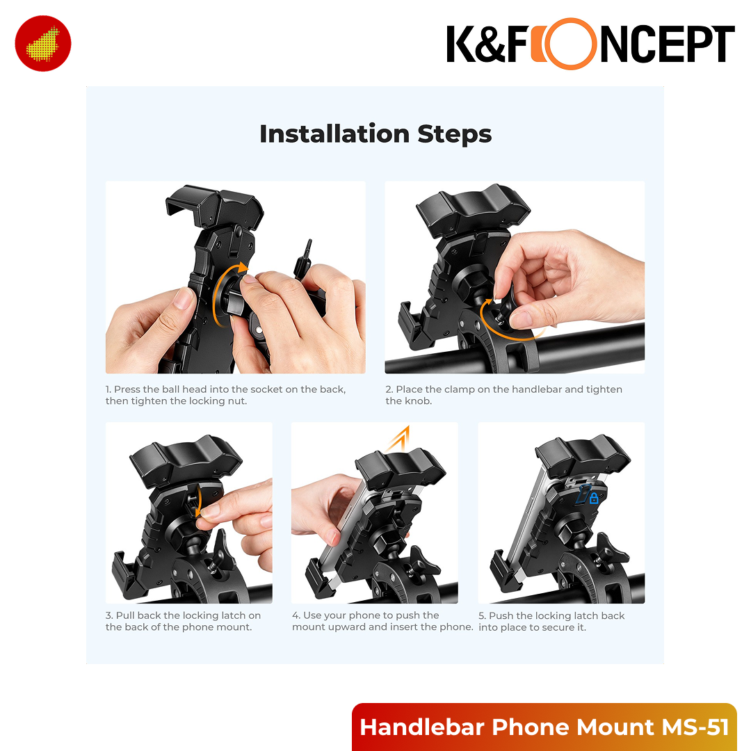 K&F Concept MS-51 360° Handlebar Phone Mount - KF31.248