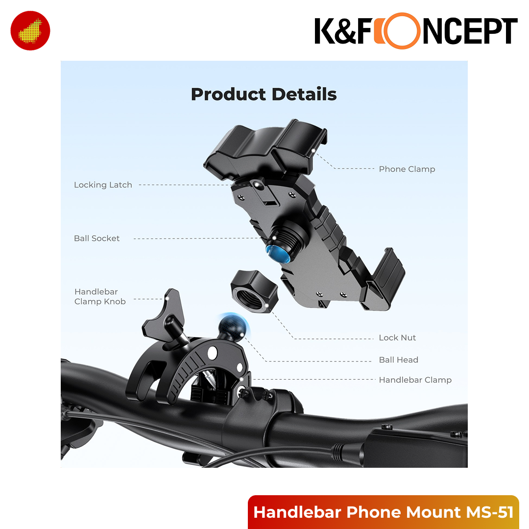 K&F Concept MS-51 360° Handlebar Phone Mount - KF31.248