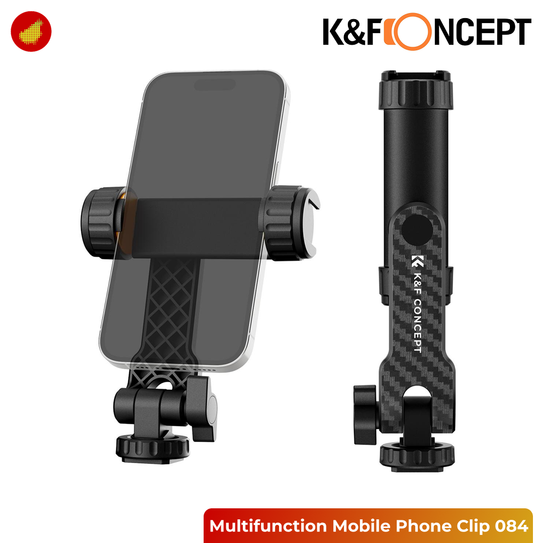 K&F Concept Multifunction Mobile Phone Clamp Clip with Two Cold Shoe Mount 360° Adjustment - KF31.084