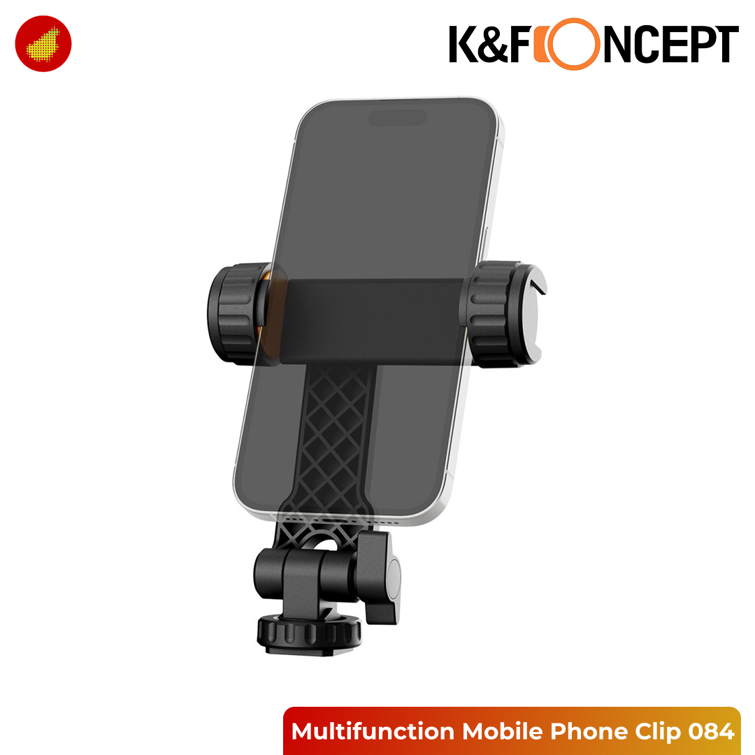 K&F Concept Multifunction Mobile Phone Clamp Clip with Two Cold Shoe Mount 360° Adjustment - KF31.084