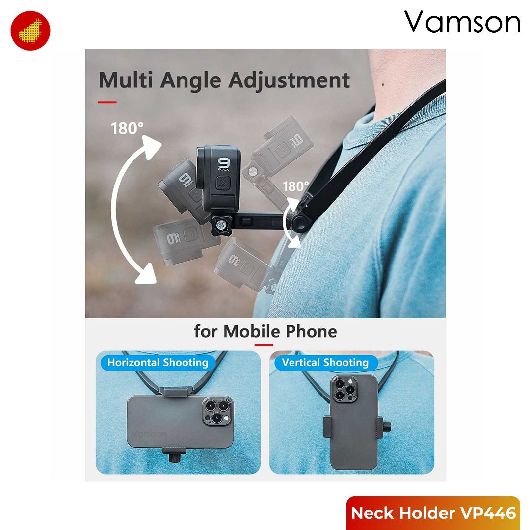 Vamson Neck Holder Mount with Phone Holder and Bluetooth Remote