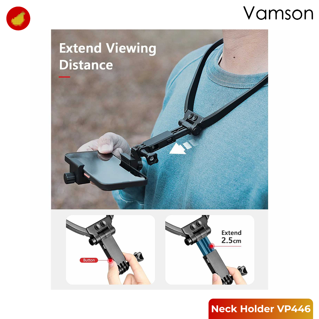 Vamson Neck Holder Mount with Phone Holder and Bluetooth Remote