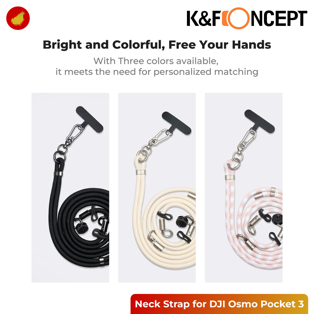 K&F Concept Neck Strap with Shoulder Strap and 6.5mm Screw for DJI Osmo Pocket 3 - KF14.009