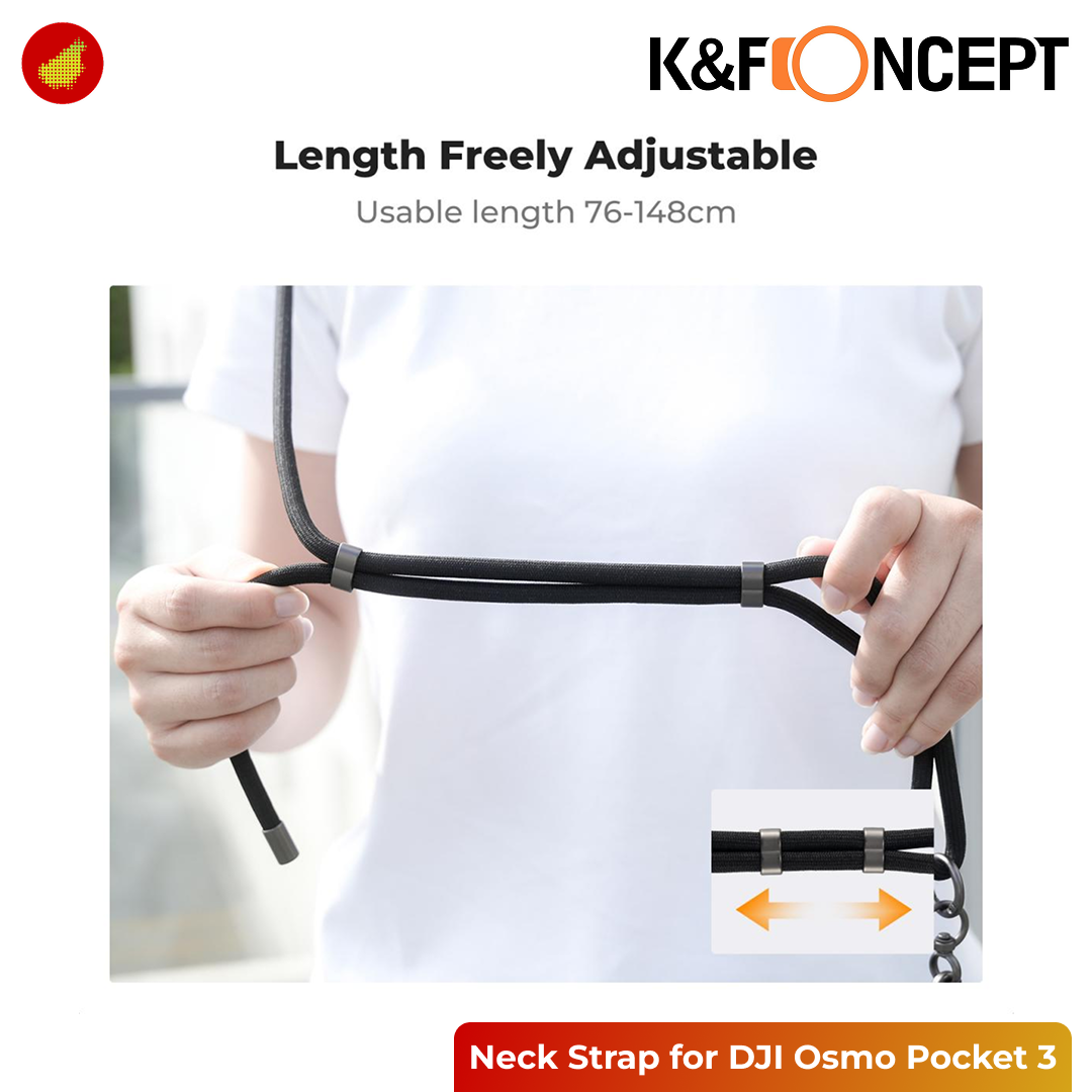 K&F Concept Neck Strap with Shoulder Strap and 6.5mm Screw for DJI Osmo Pocket 3 - KF14.009