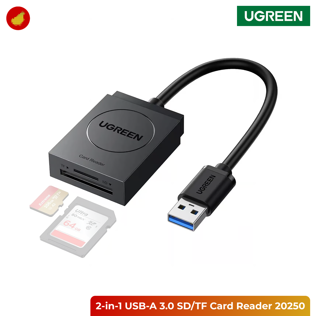 UGREEN 2-in-1 USB-A 3.0 SD / TF Card Reader - 20250