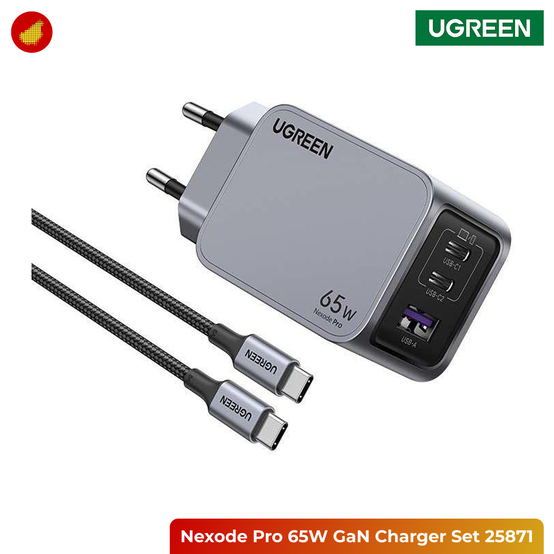 UGREEN Nexode Pro 65W GaN Charger Set With Type C Male To Type C Male Cable