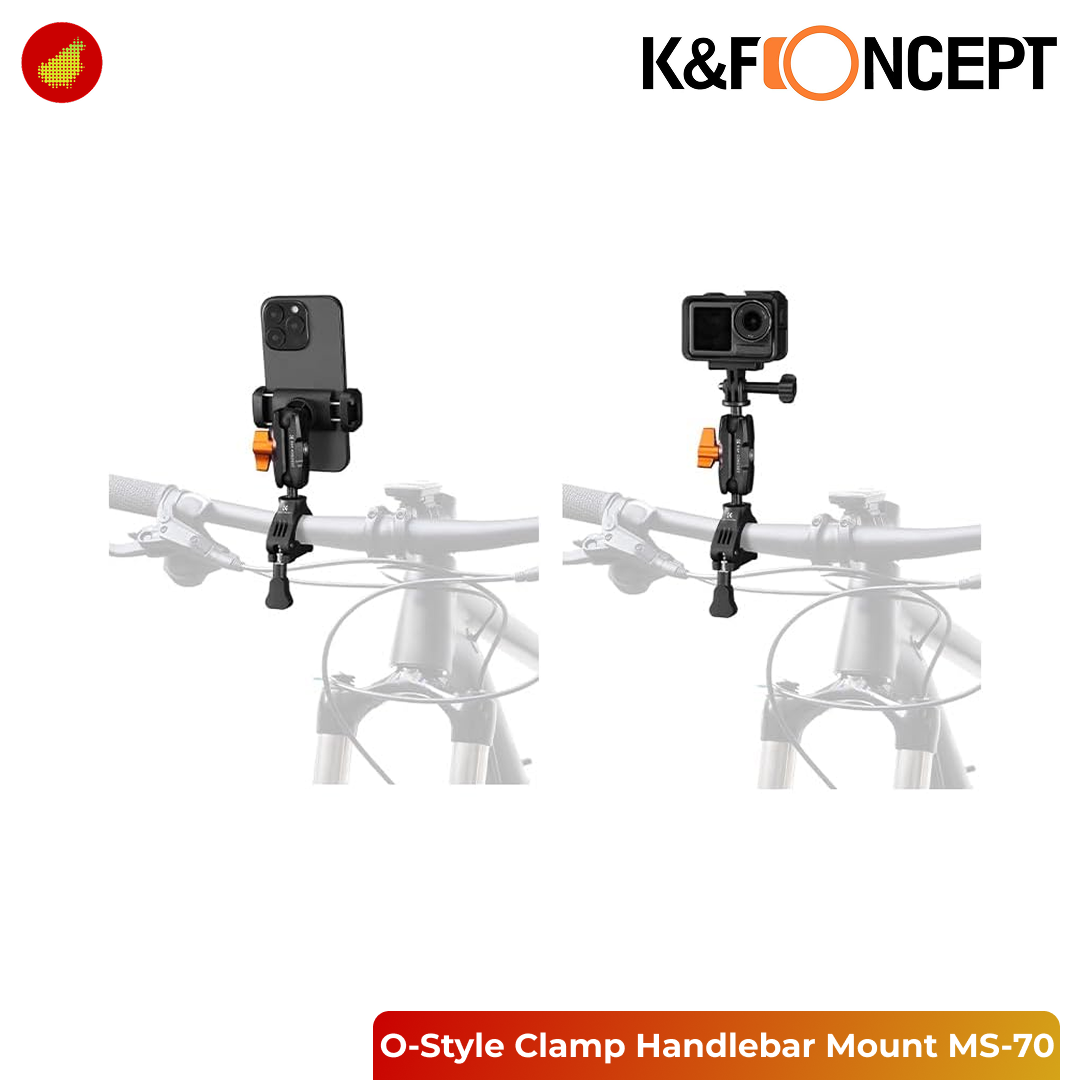 K&F Concept MS-70 O-Style Clamp Handlebar Mount with 360° Dual Ball Head - KF31.205S1