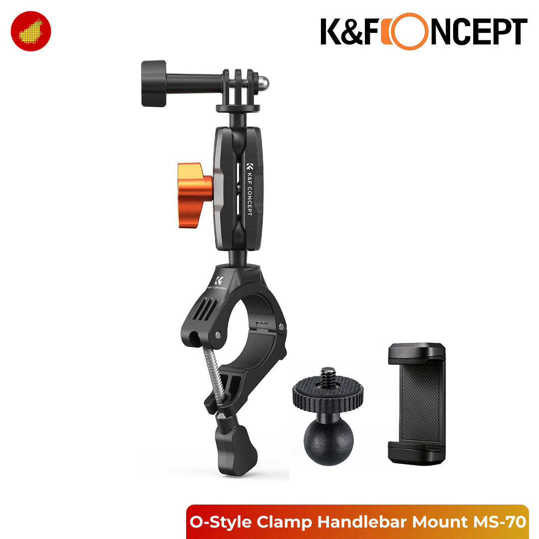 K&F Concept MS-70 O-Style Clamp Handlebar Mount with 360° Dual Ball Head - KF31.205S1