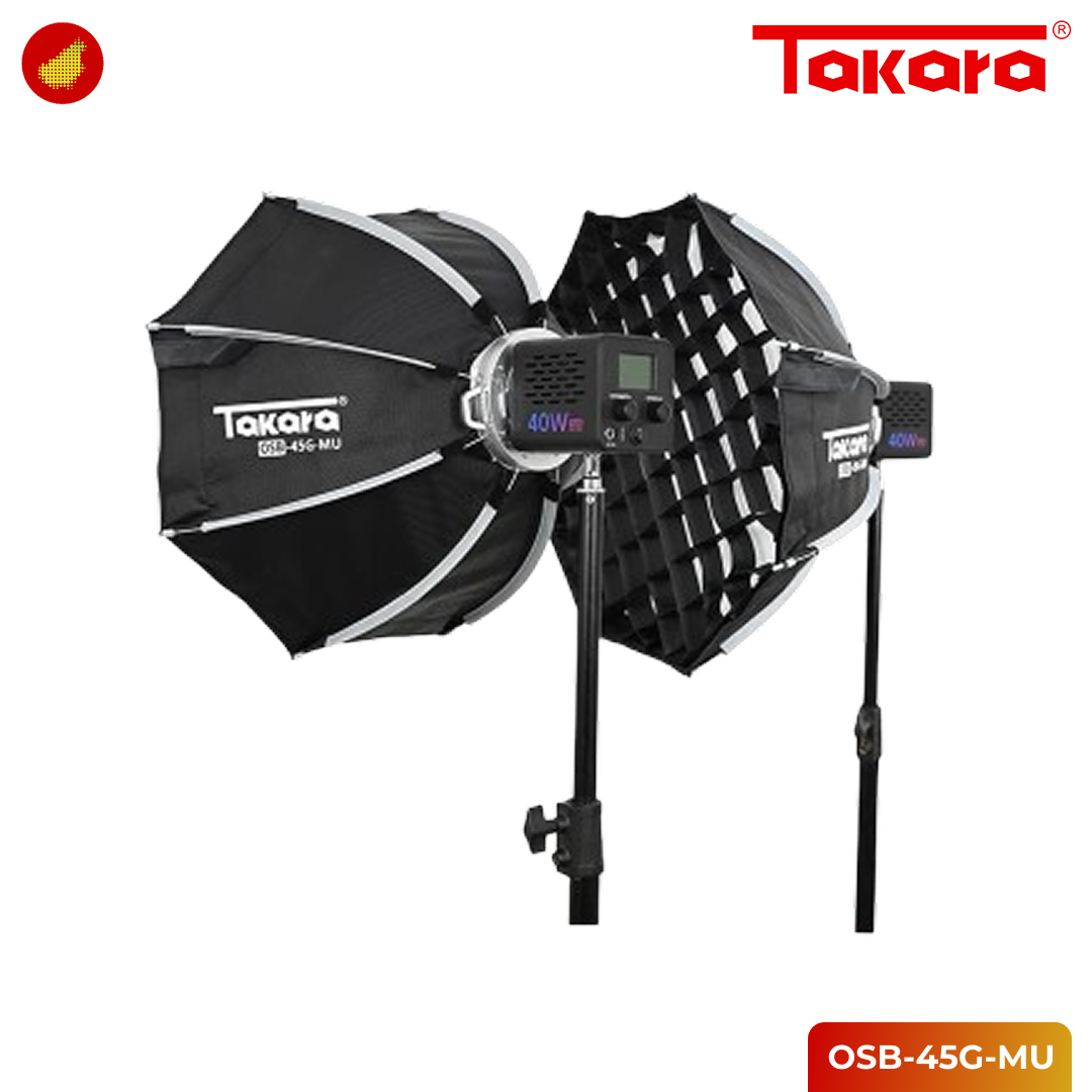 Takara OSB-45G-MU Octagon With Grid Mini Bowens Quick Release Octagon Softbox 45cm