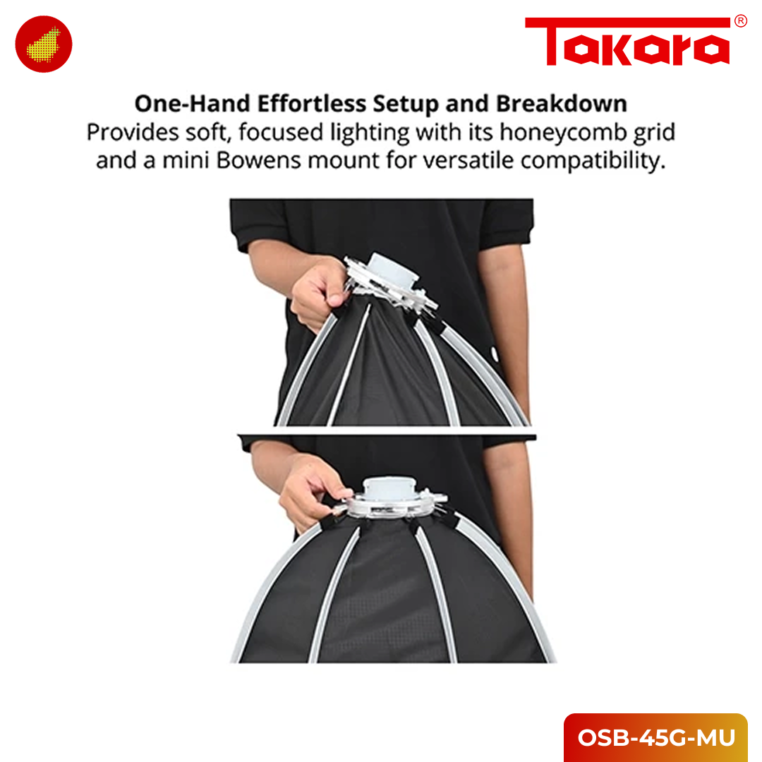Takara OSB-45G-MU Octagon With Grid Mini Bowens Quick Release Octagon Softbox 45cm