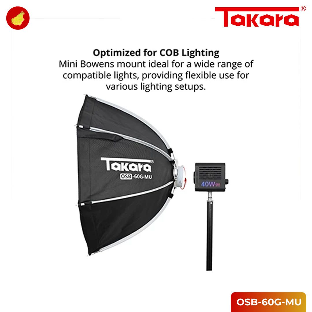 Takara OSB-60G-MU Octagon With Grid Mini Bowens Quick Release Octagon Softbox 60cm