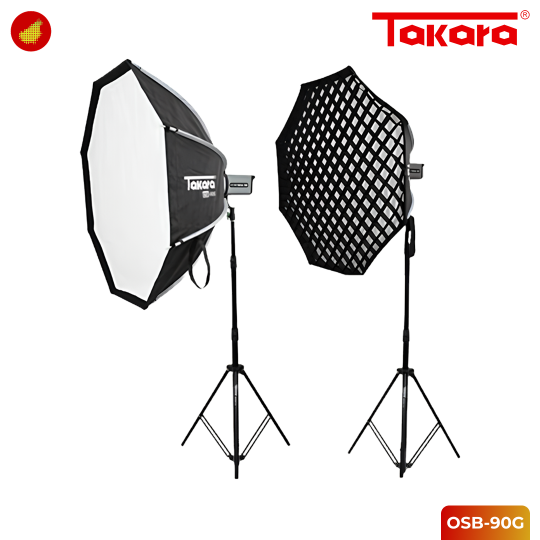Takara OSB-90G Octagon with Grid Lightweight & Foldable Soft Box Mount Bowen