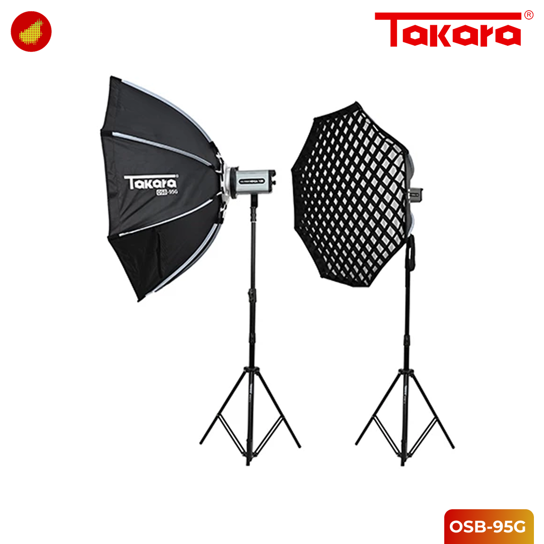 Takara OSB-95G Octagon with Grid Lightweight & Foldable Soft Box Mount Bowen