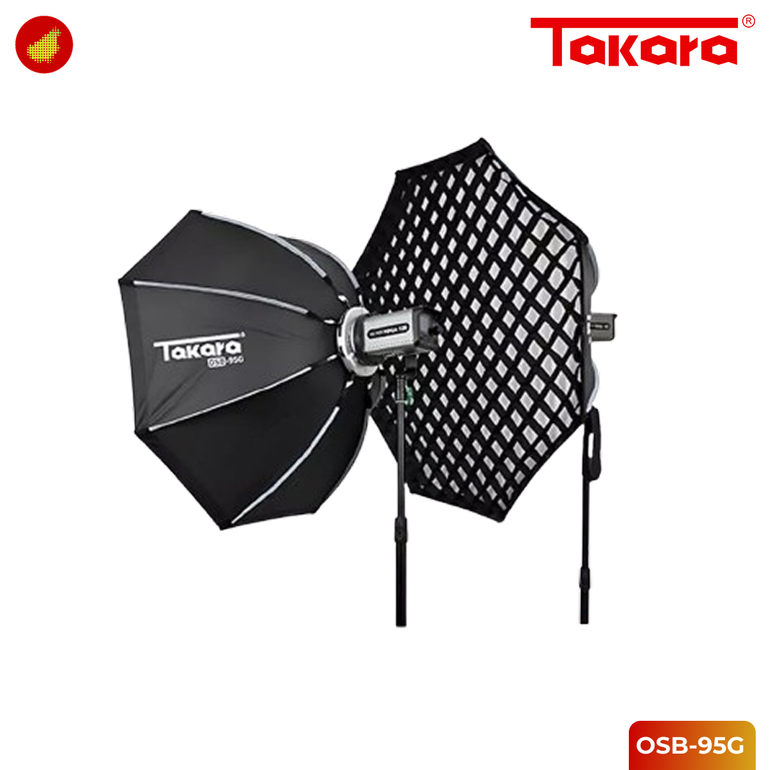 Takara OSB-95G Octagon with Grid Lightweight & Foldable Soft Box Mount Bowen