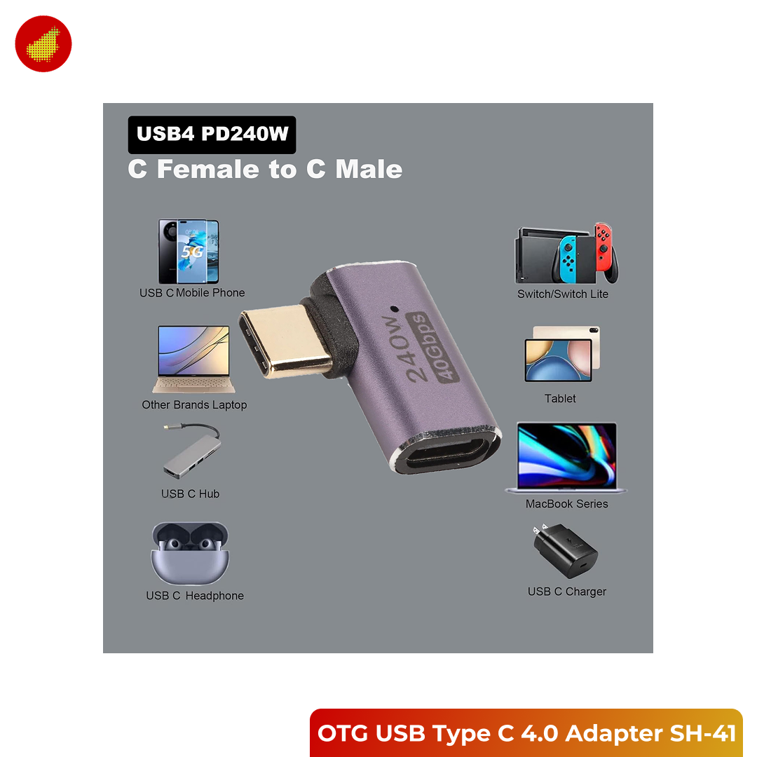 OTG USB Type C 4.0 Female to Male Adapter 40Gbps 240W - SH-41