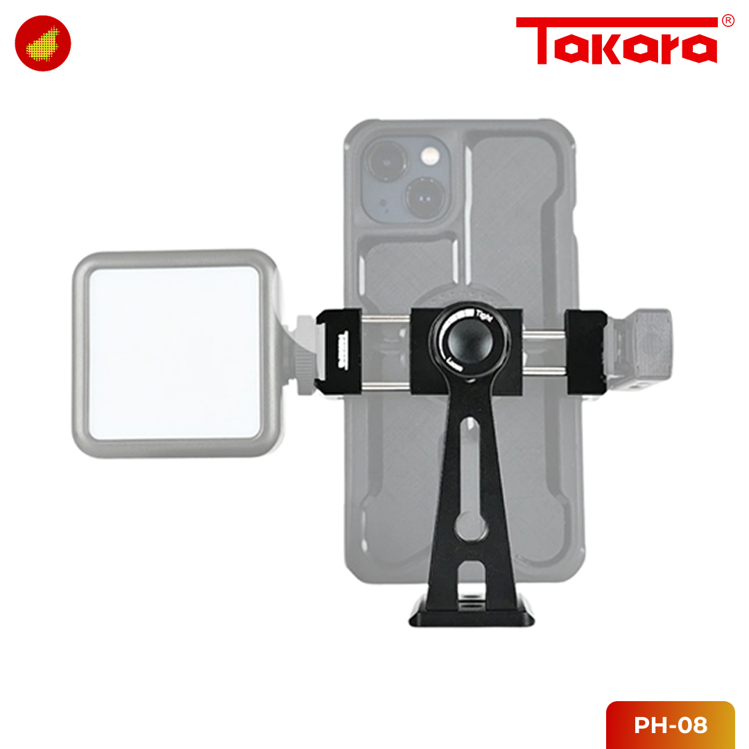 Takara PH-08 djustable 360° Metal Phone Holder with Dual Cold Shoe & Arca Swiss Base
