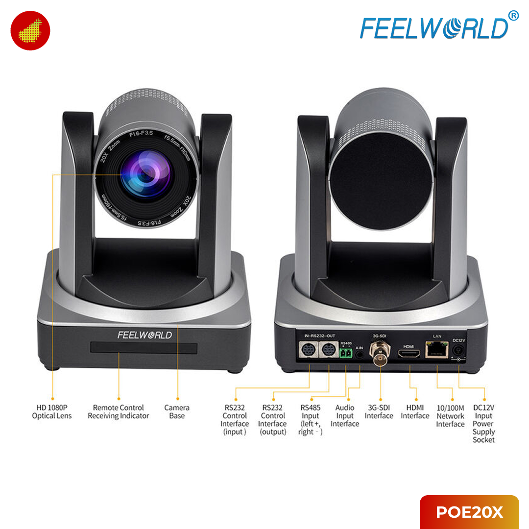 FeelWorld POE20X SDI HDMI PoE PTZ Streaming Camera with 20x Optical Zoom