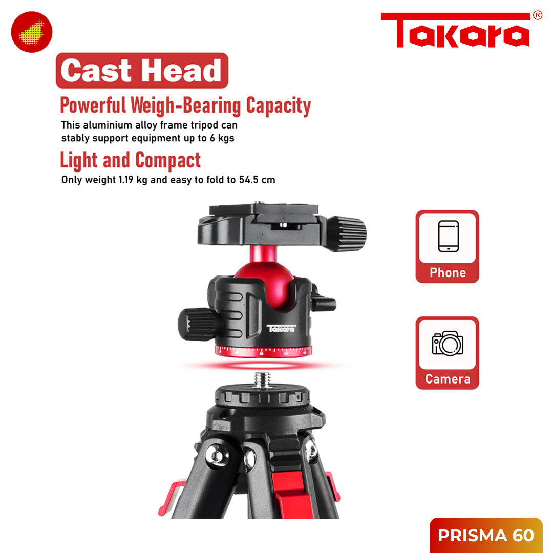 Takara PRISMA 60 Compact Traveller Tripod for Camera & Smartphone