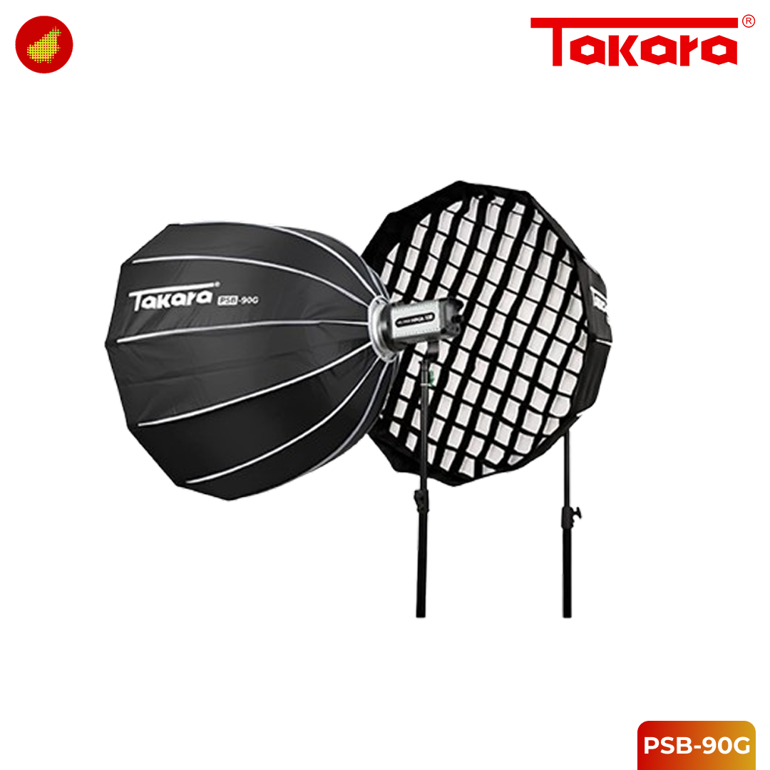 Takara PSB-90G With Grid Lightweight & Foldable Soft Box Mount Bowen
