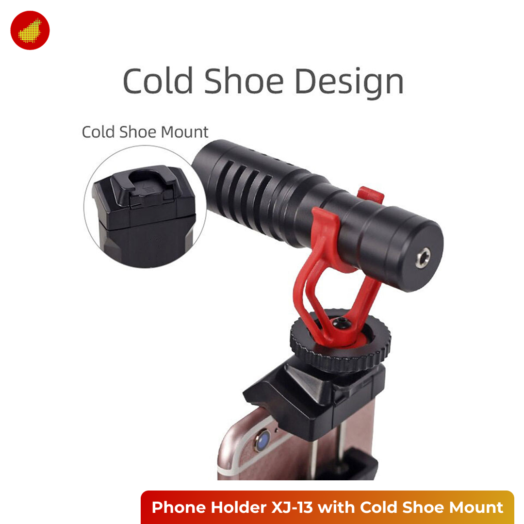 Phone Holder XJ-13 Black with Cold Shoe Mount