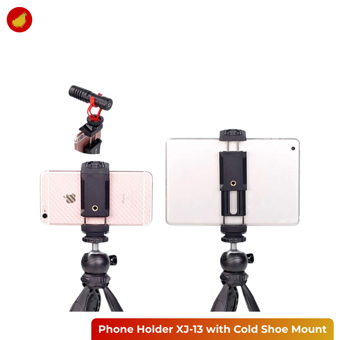 Phone Holder XJ-13 Black with Cold Shoe Mount