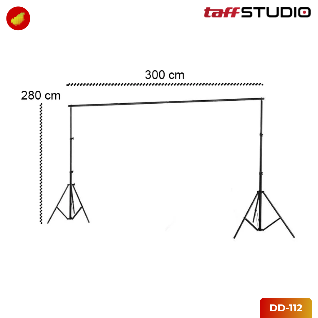 TaffSTUDIO Tripod T-Shape Bracket Stand Background 280 x 300 cm