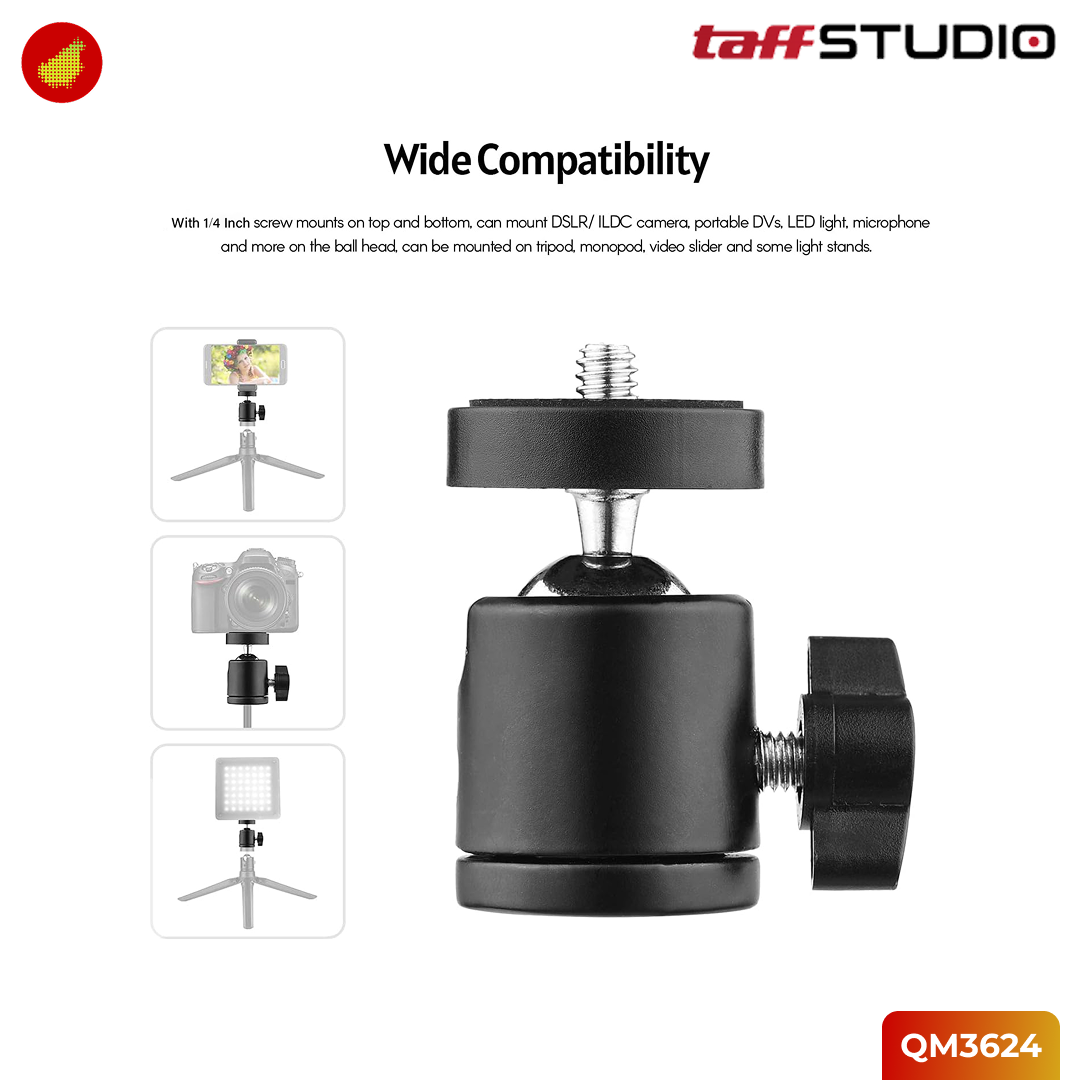 TaffSTUDIO QM3624 Mini Ball Head 360 Swivel